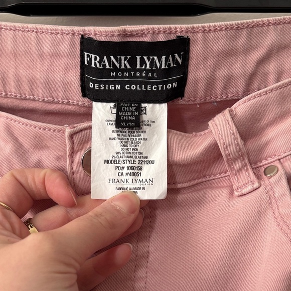 Frank Lyman Design Size XL Pink Cropped Jeans with Lace Detail - Picture 3 of 5